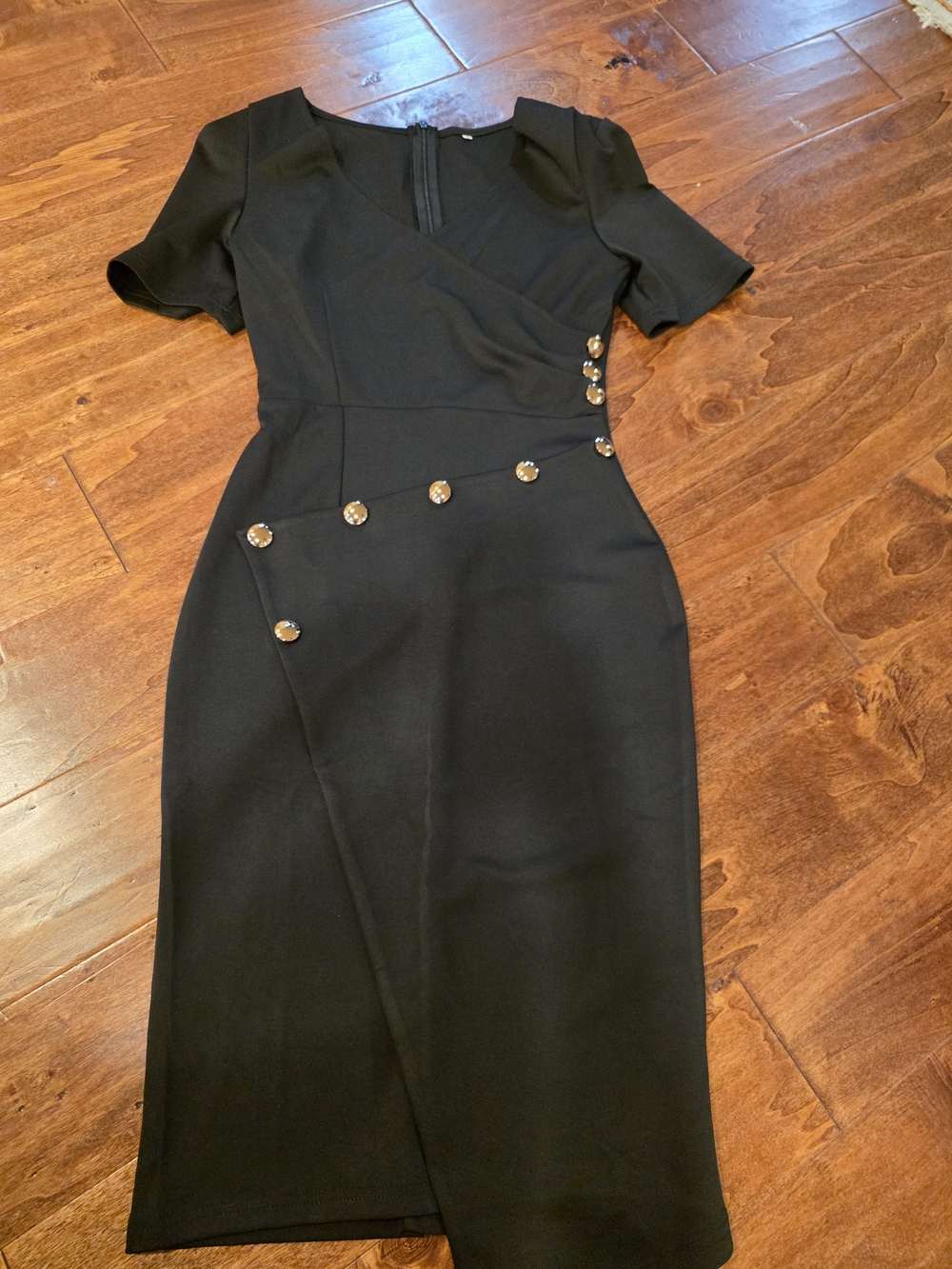 Lrady Women's Deep V Neck Casual Work Bodycon Cocktail Party Pencil Midi Dress